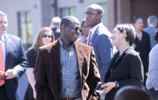 Alrich Lynch, Partner and Senior Managing Director of LDG Consulting, at the Mercy Park ribbon cutting with Ronit Hoffer of Mercy Housing Southeast