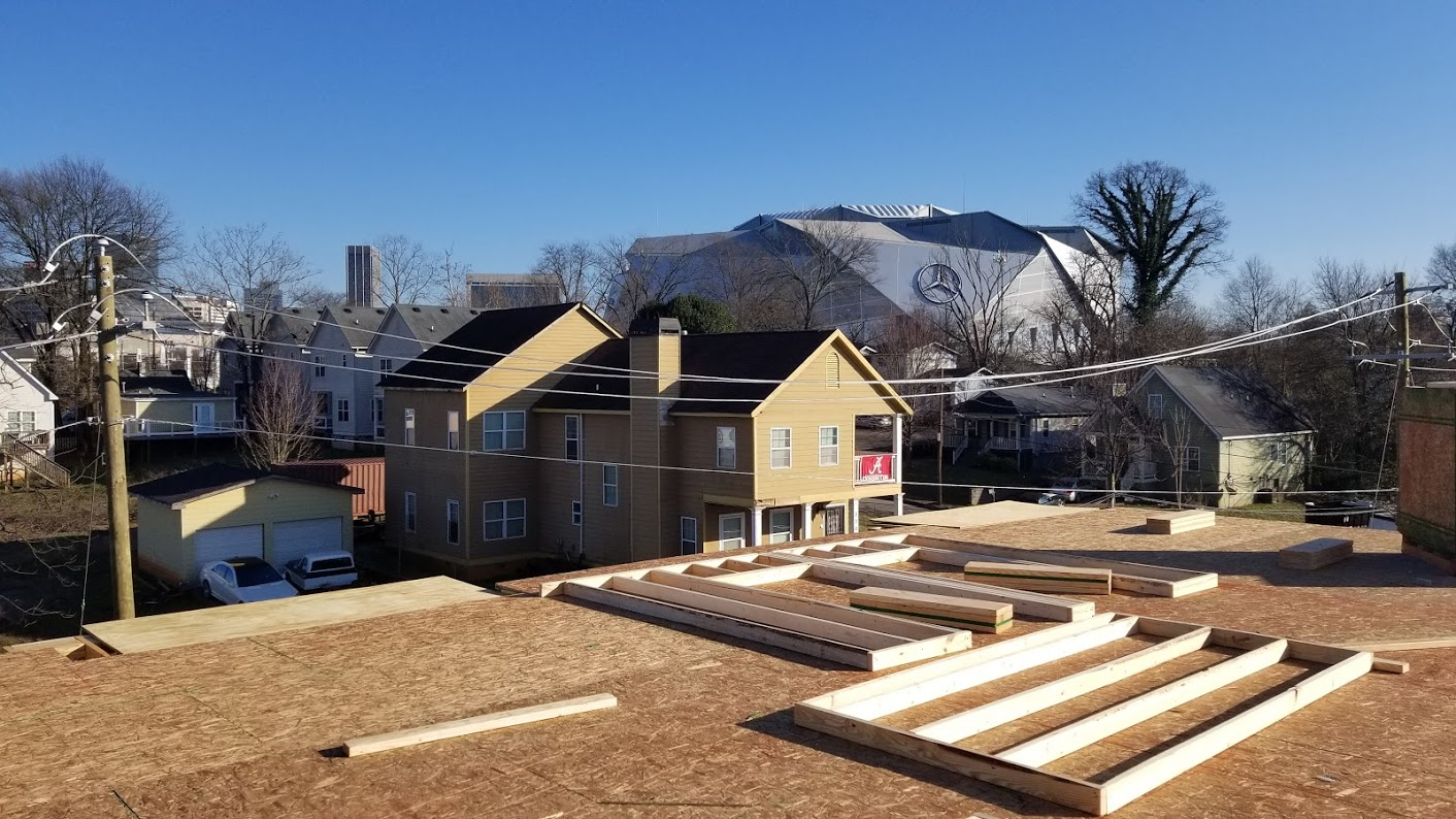 The top floor of Legacy during framing