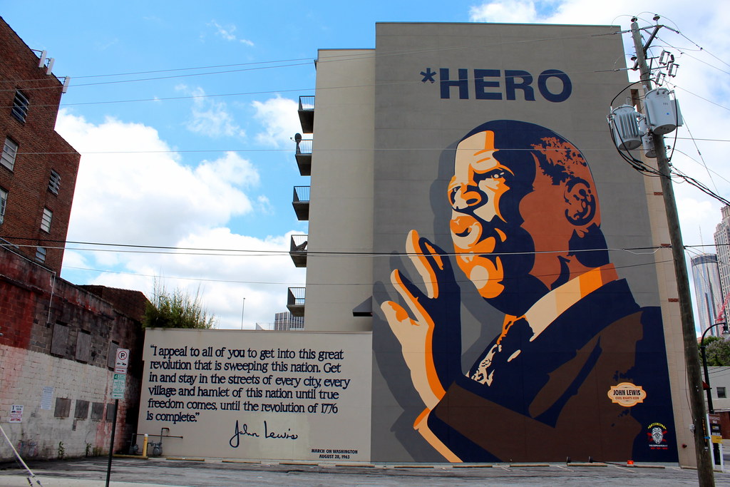 The famous John Lewis mural across the street from Bethel Towers.